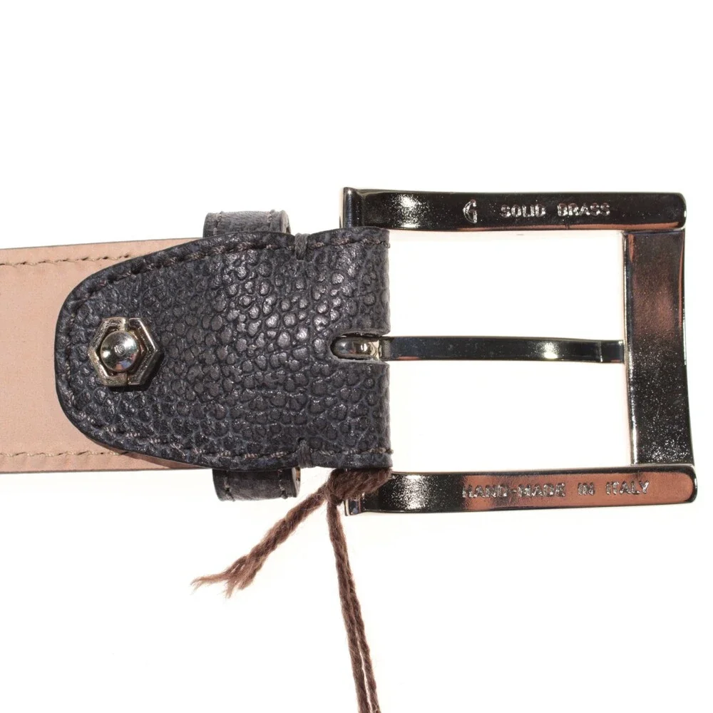 Di Bianco NWT Cut to Size Dress Belt In Solid Gray Pebbled Leather One Size